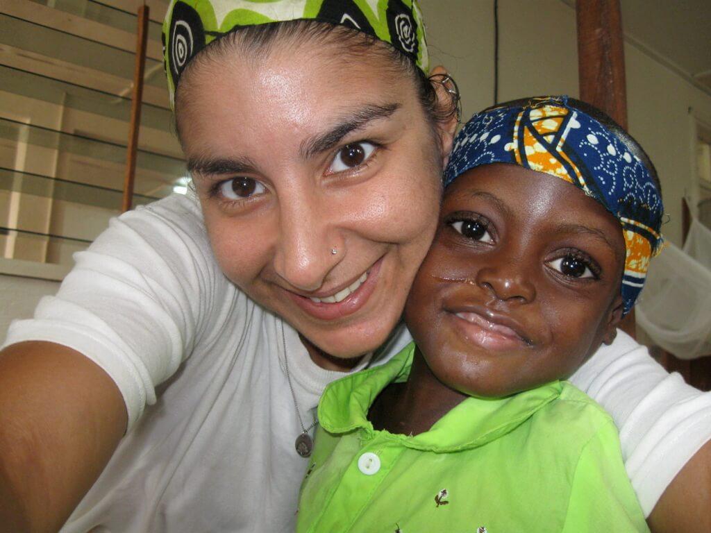 Naina Bhalla and a young patient in the Congo.