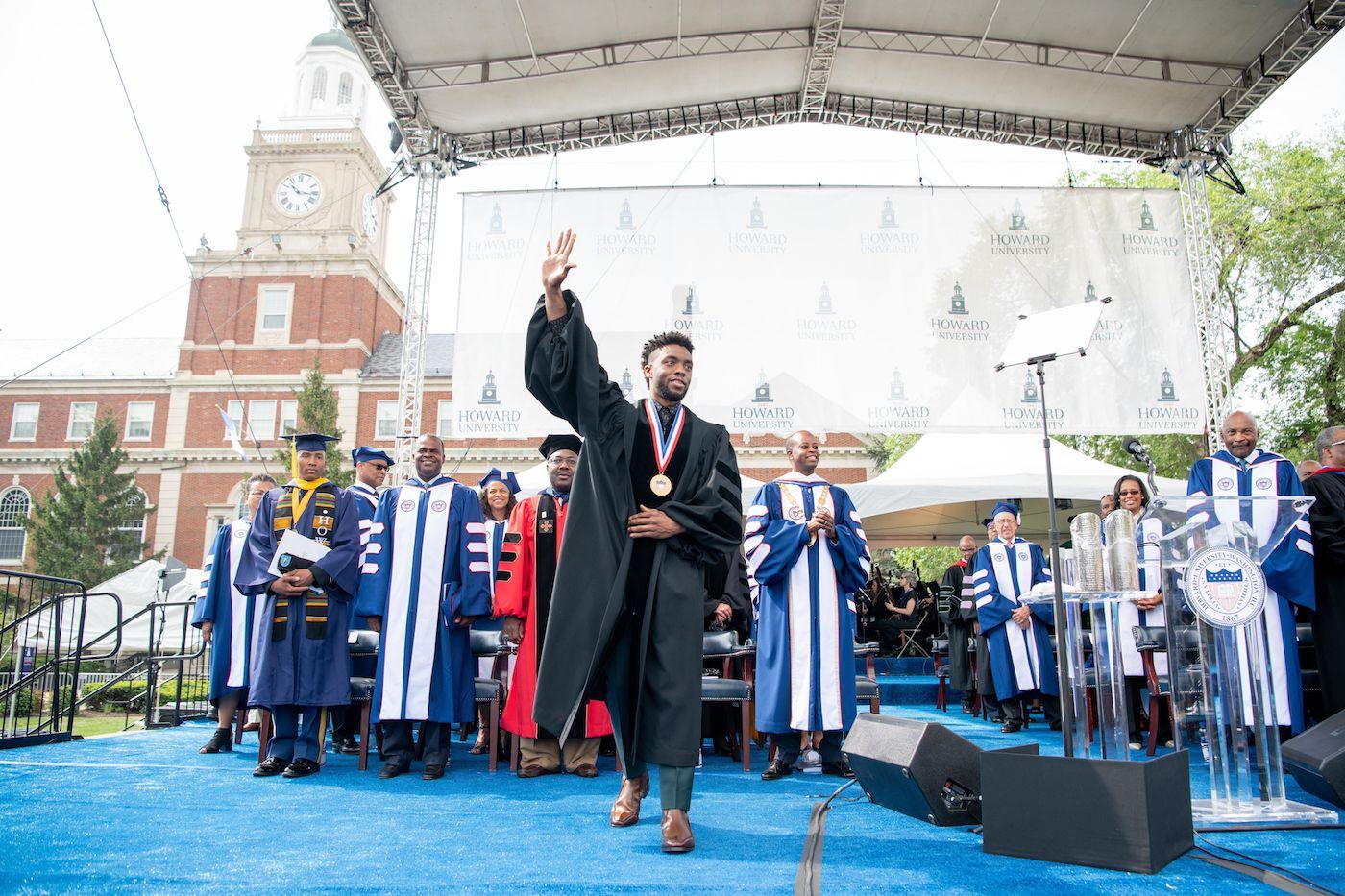 Chadwick Boseman at Howard Commencement ceremony