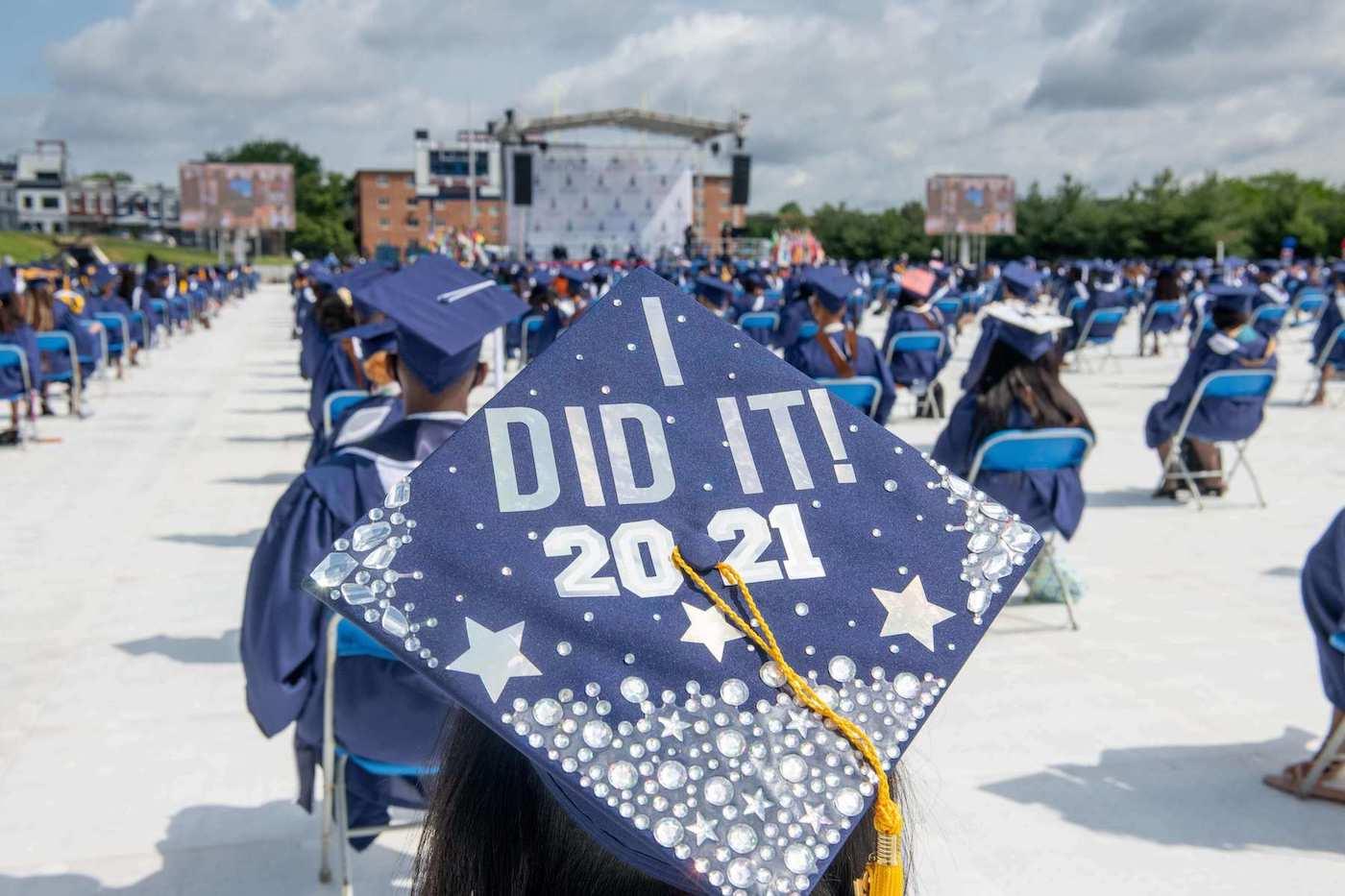 Decorated student graduation cap