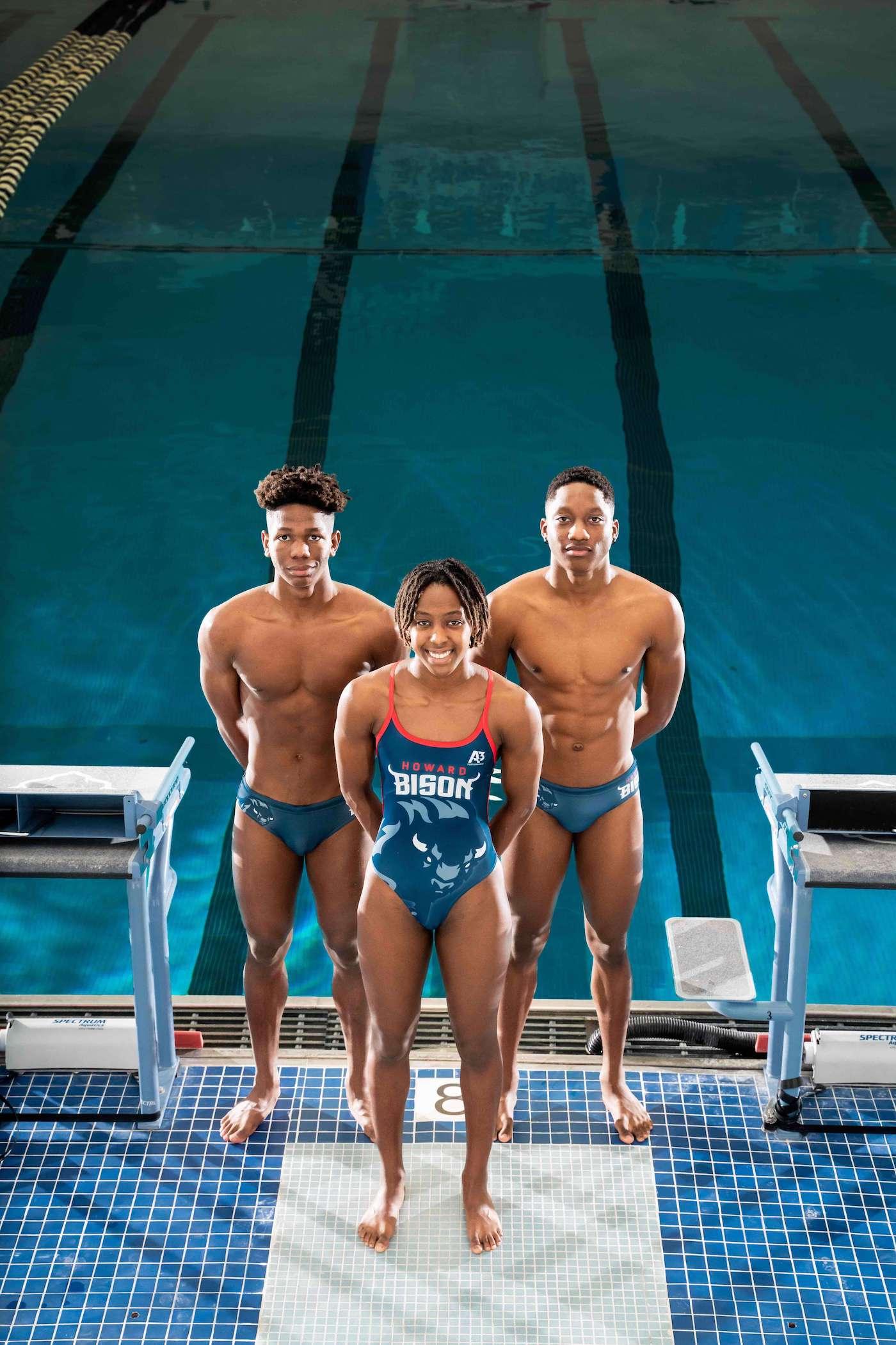 Three members of the Howard Swim team