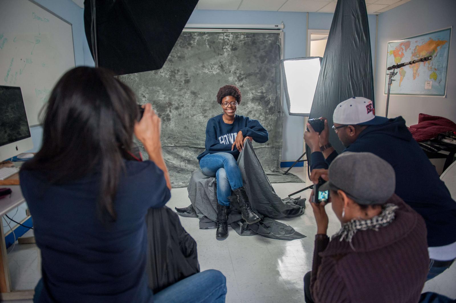 students at a photoshoot