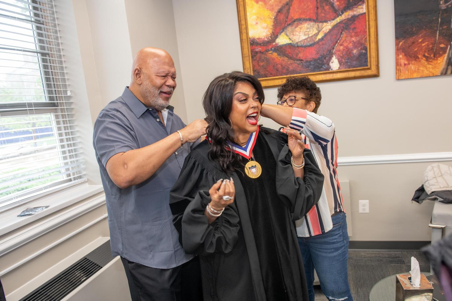 Taraji P Henson receives her honorary medal at commencement