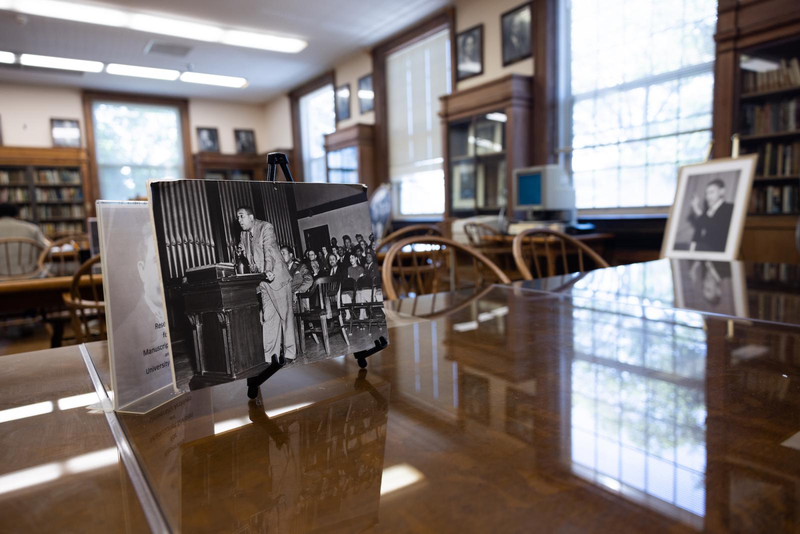 tables with old photos at Moorland-Spingarn