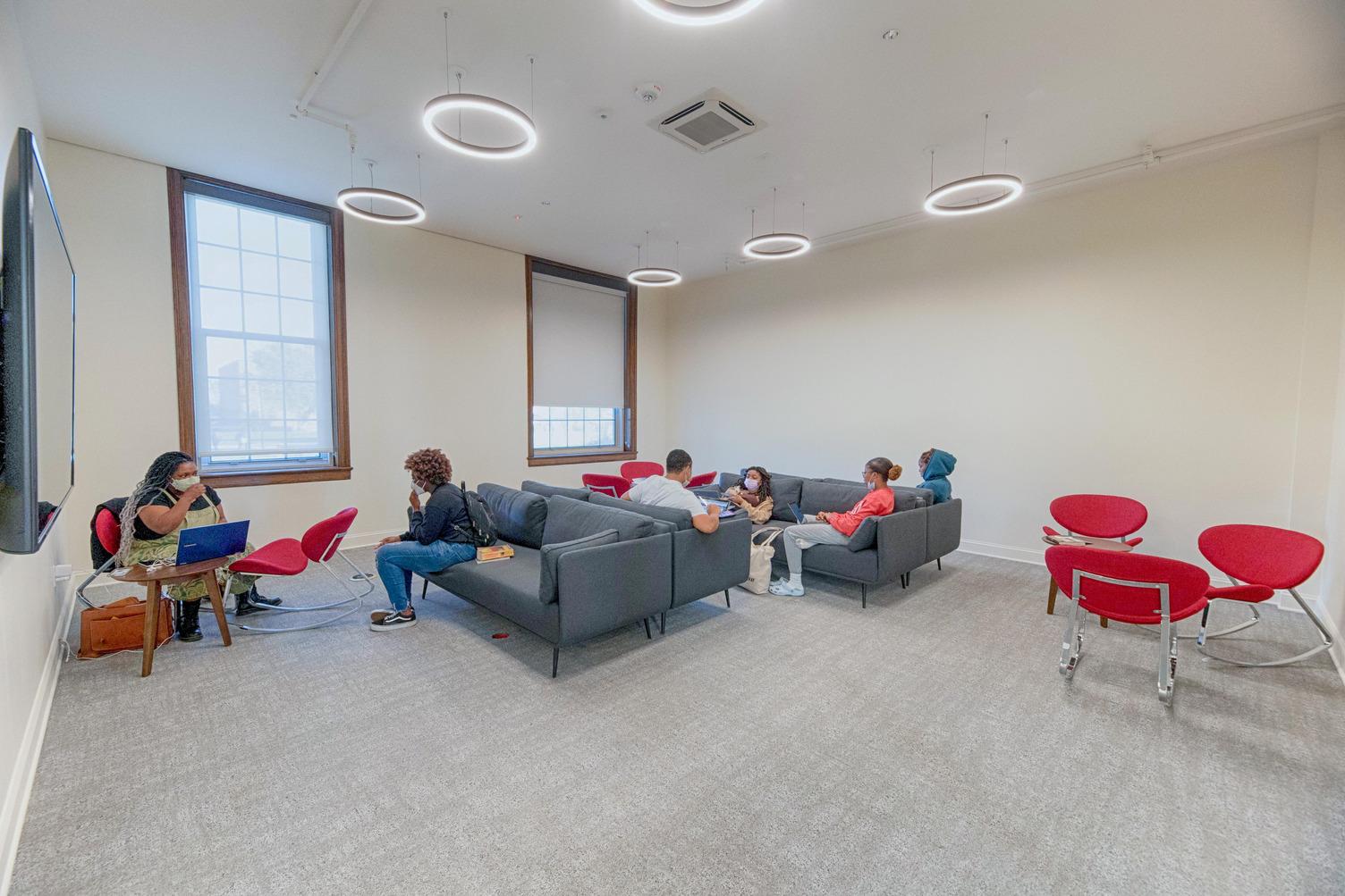 renovated lounge in Douglass Hall