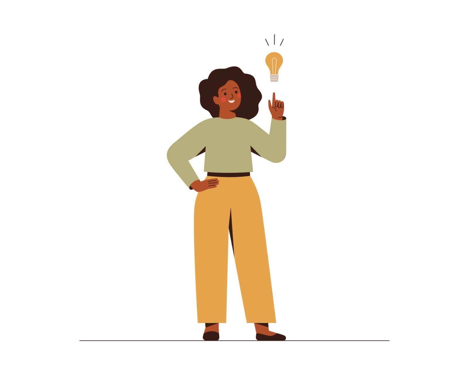 woman with lightbulb illustration