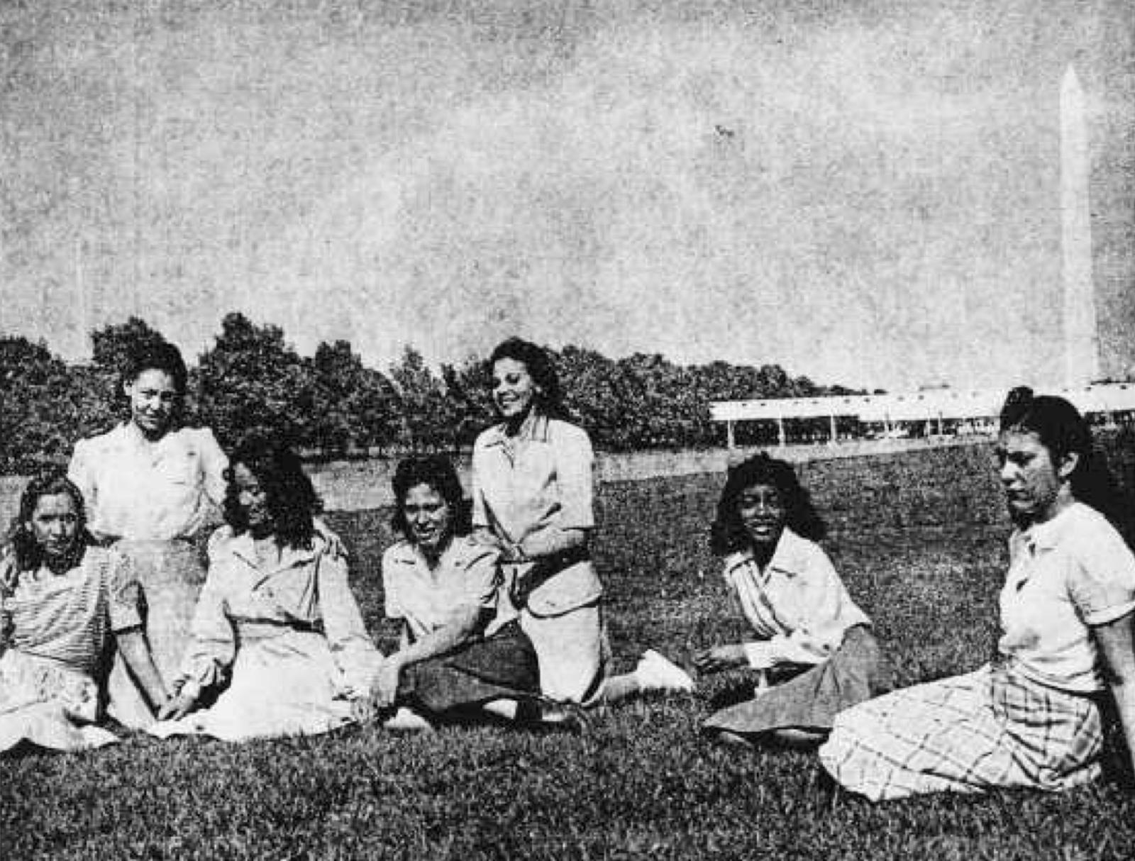 Black and white photo of women from 1942 