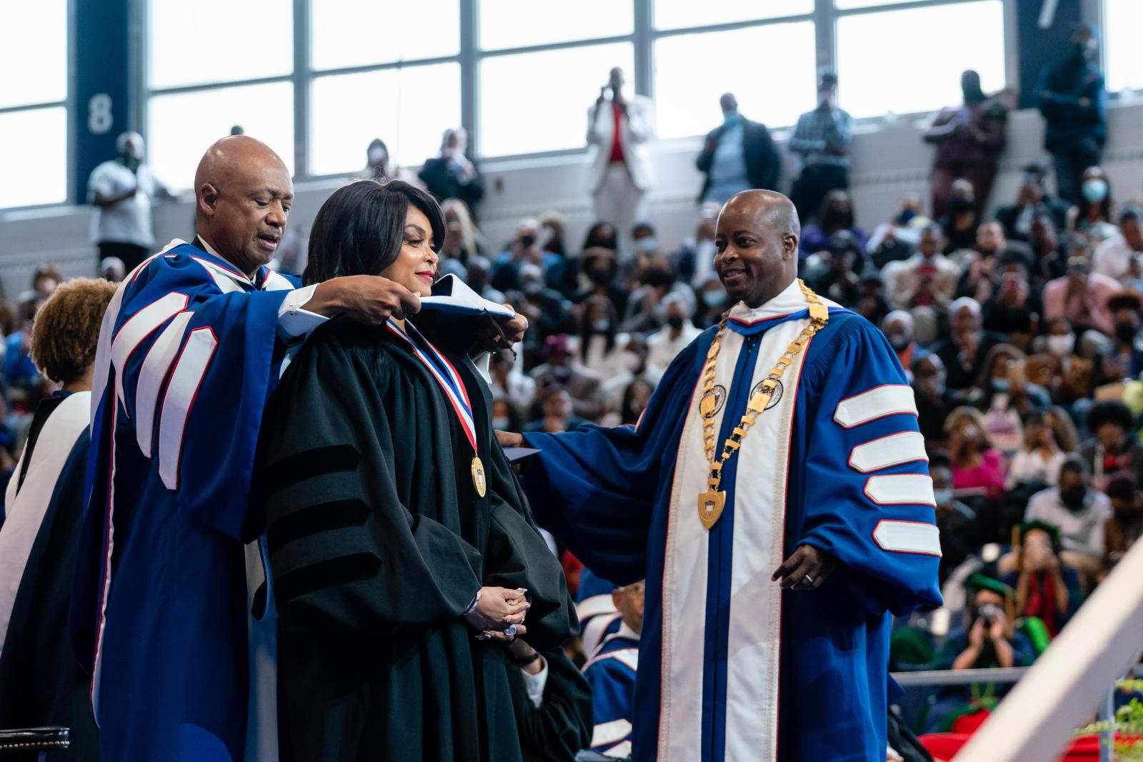 Laurence Morse, Taraji P. Henson and Dr. Frederick at graduation