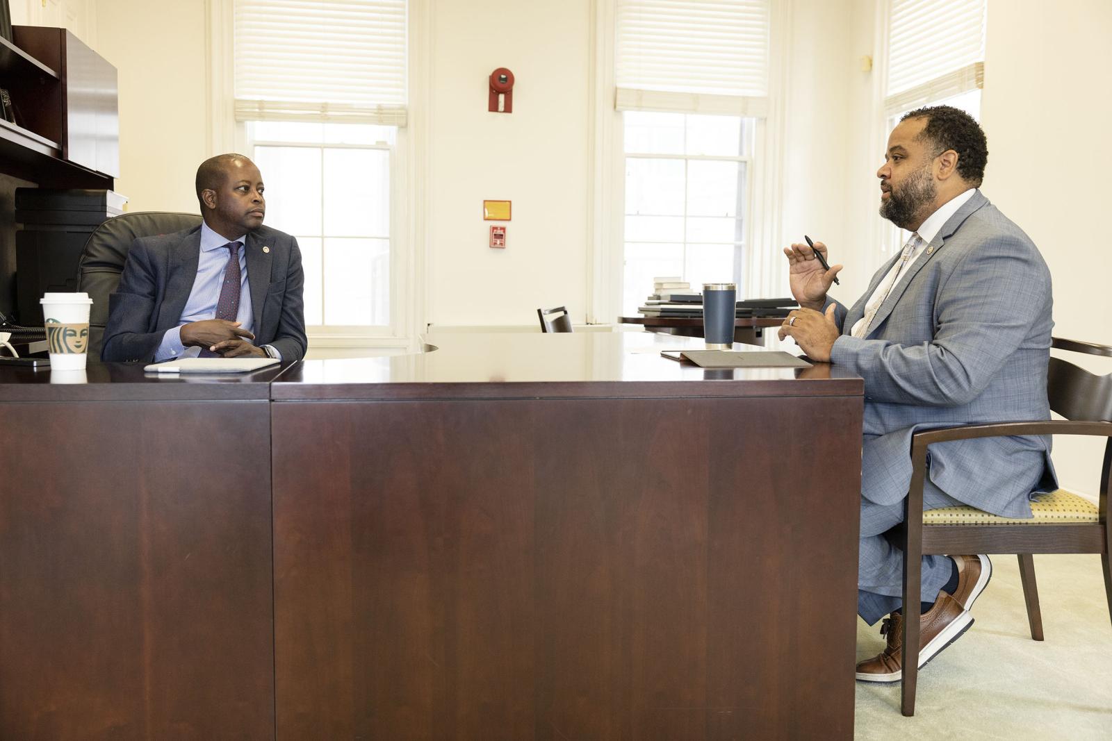 Dr. Frederick with Rashad Young in his office