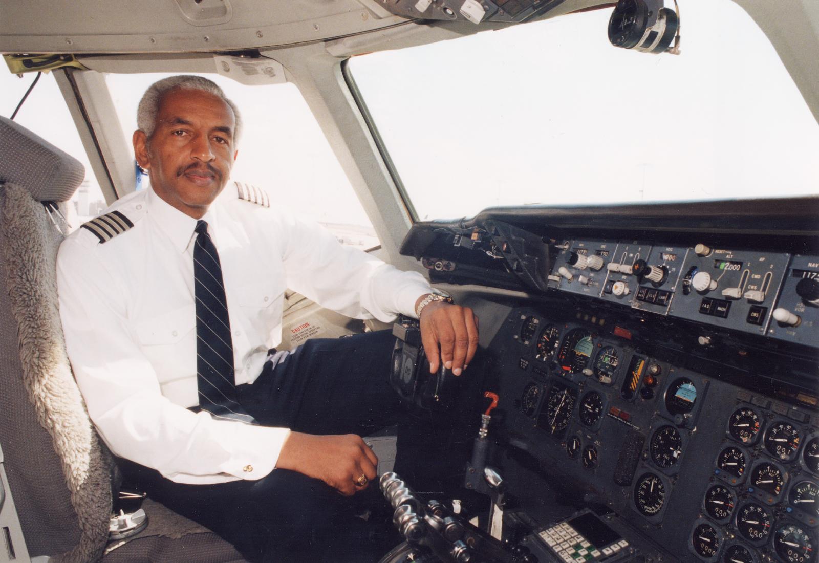 Pilot Anthony Holder in cockpit