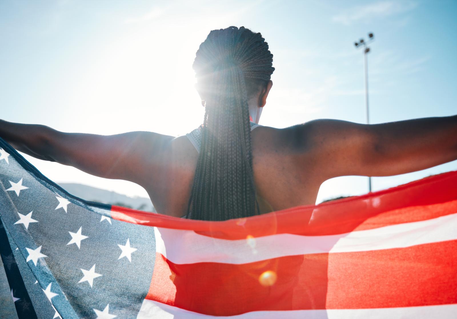 woman with american flag