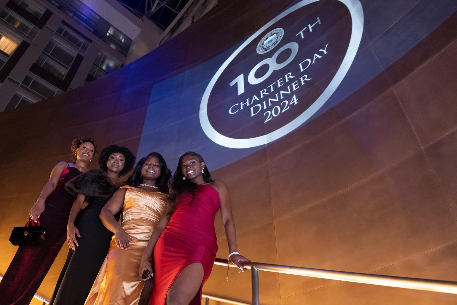 Howard University attendees are welcomed into the Marquis Marriott Hotel where the 100th Charter Day was held. 