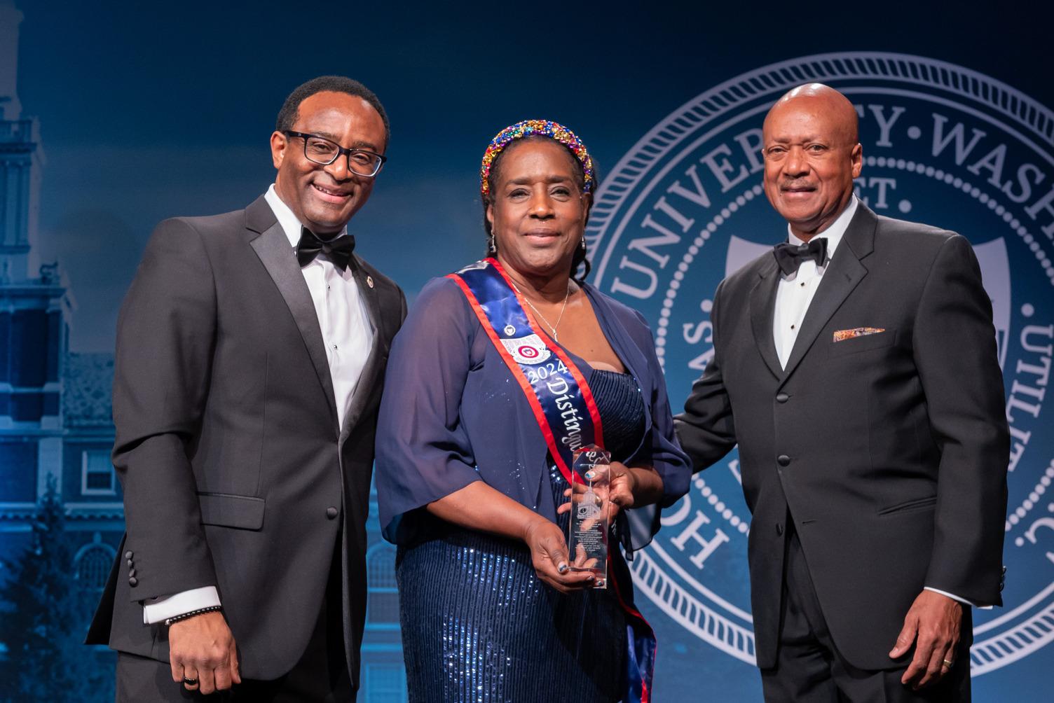 Suzanne Marie Randolph Cunningham (BA ’74) accepts the 2024 Alumni Achievement Award for her work in Black child-mother dynamics during the crack epidemic. (Source: Howard University)