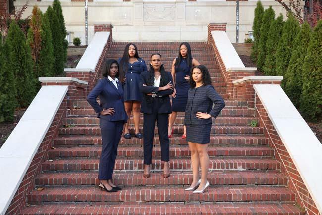 Howard University student leaders on the steps near Founders Library.
