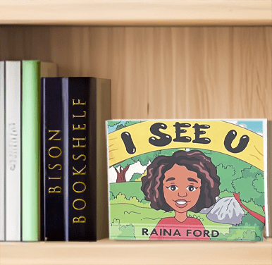 Image of bookshelf with I See U Book