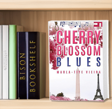 Image of bookshelf with Cherry Blossom Blues Book